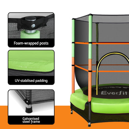 Everfit 4.5FT Trampoline for Kids Trampoline w/ Enclosure Safety Net Rebounder Gift Green