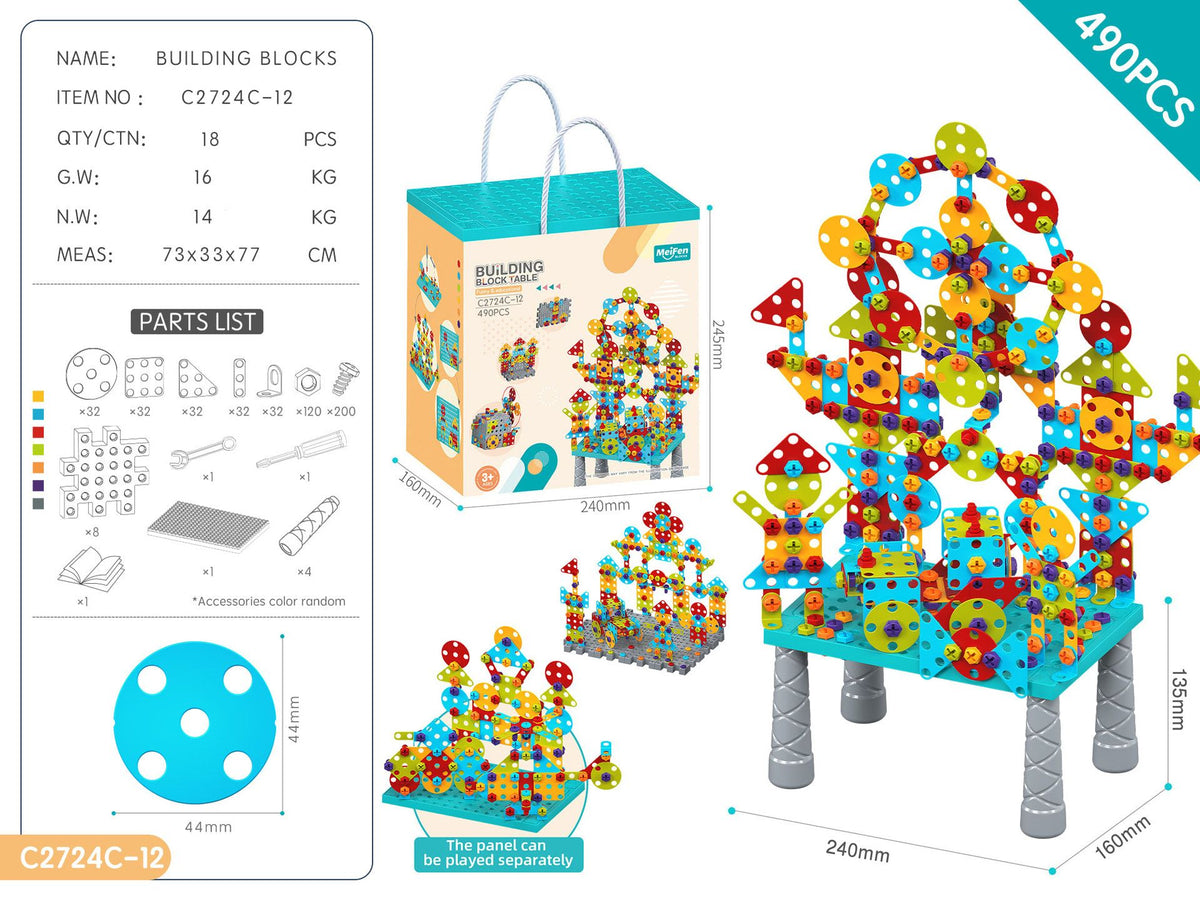 DIY Screw Assembly Building Blocks Set for Kids Ages 3-6 – Creative Educational Toy with Wrench and Screwdriver, Perfect for Parent-Child Interaction and Fine Motor Skills Development (374PCS)