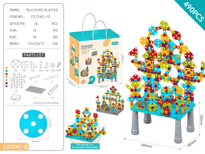 DIY Screw Assembly Building Blocks Set for Kids Ages 3-6 – Creative Educational Toy with Wrench and Screwdriver, Perfect for Parent-Child Interaction and Fine Motor Skills Development (374PCS)