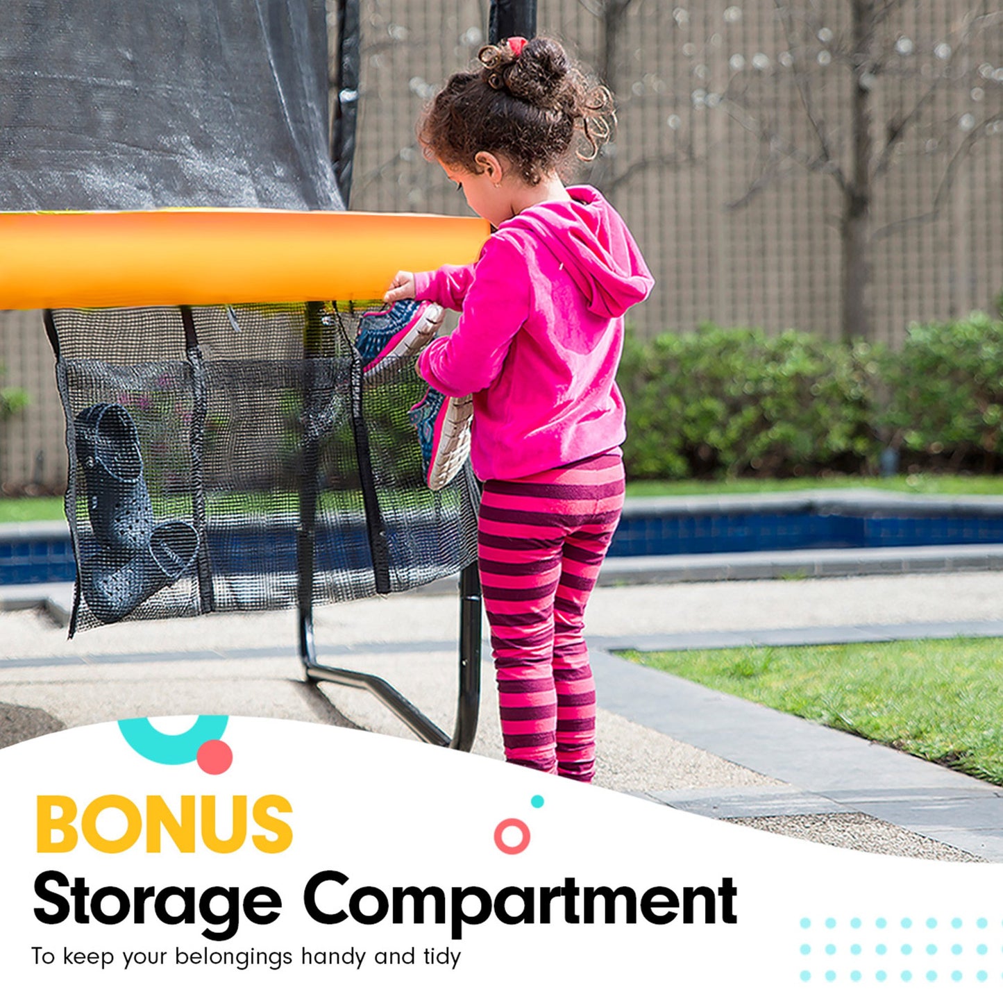 Kahuna 8ft x 11ft Rectangular Trampoline Rainbow Free Safety Net Spring Pad Cover Mat Ladder