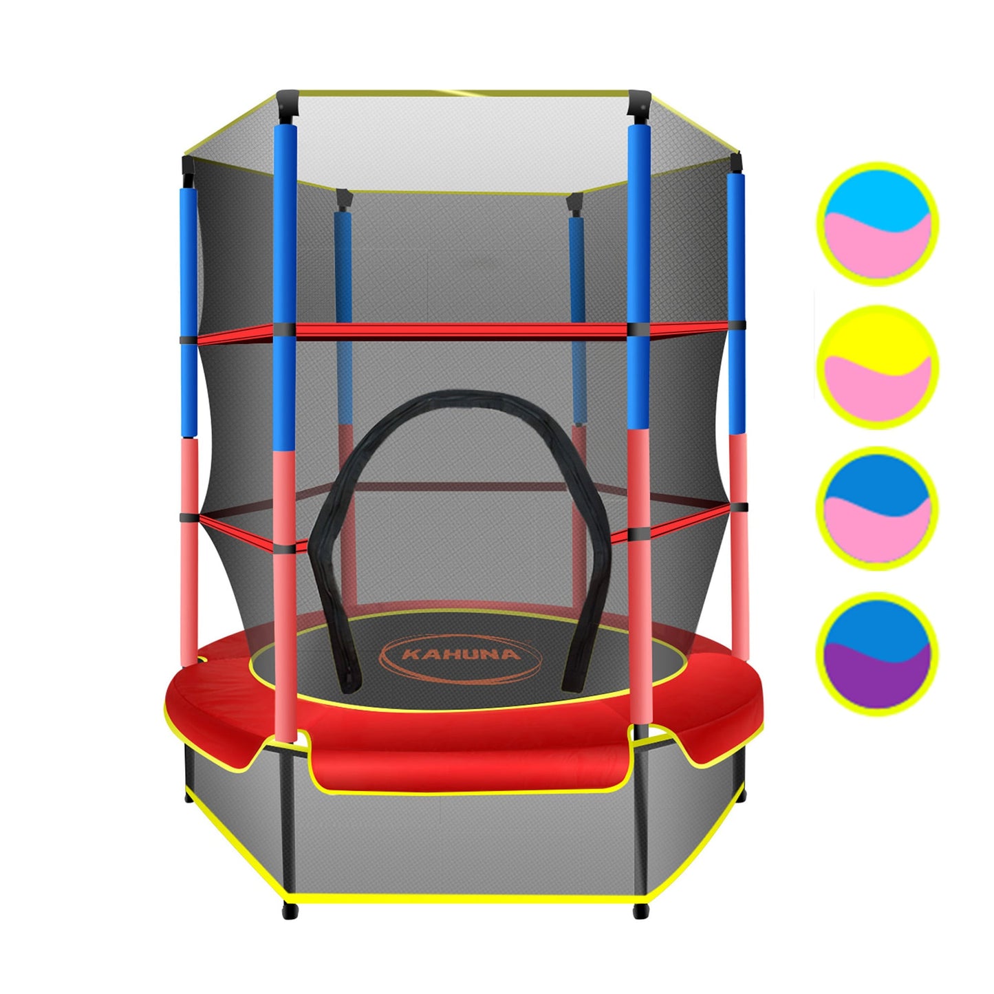 Kahuna 4.5ft Trampoline Round Free Safety Net Spring Pad Cover Mat Outdoor Red