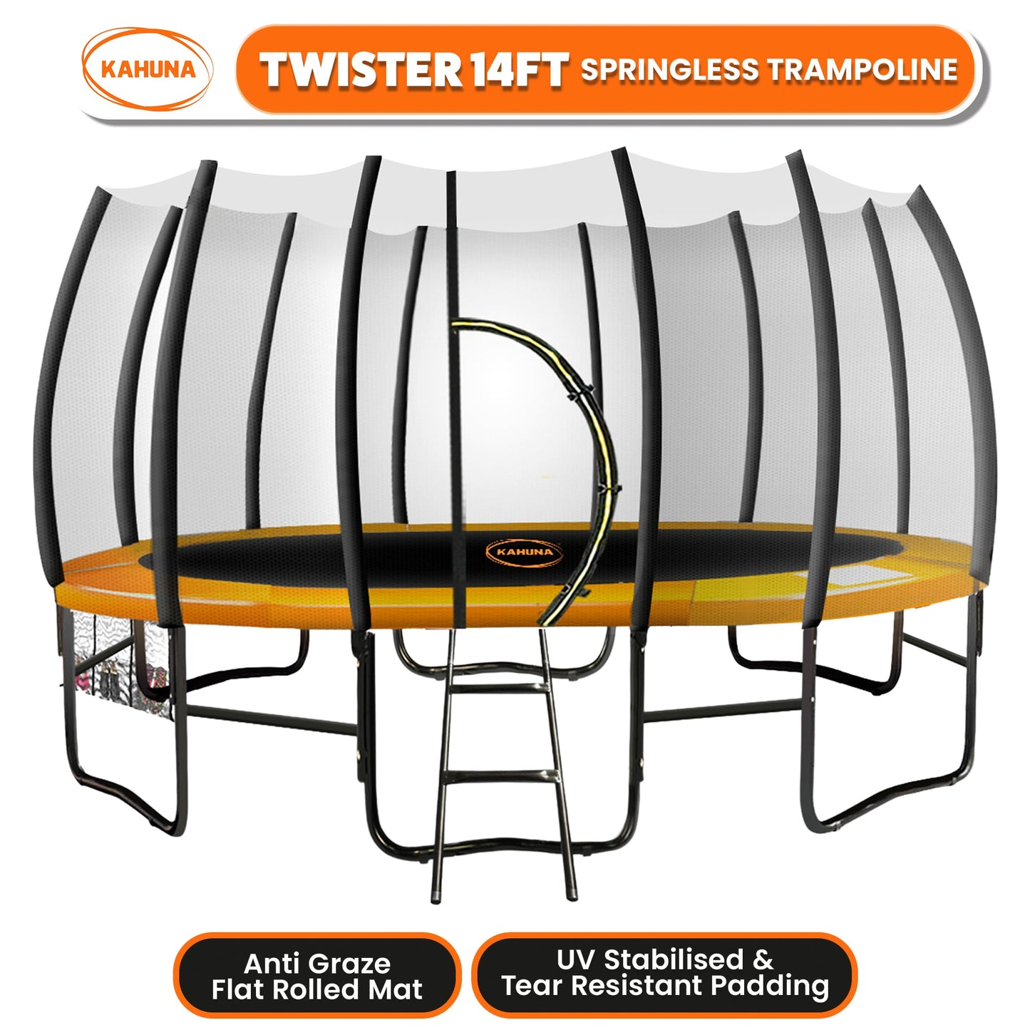 Kahuna Twister 14ft Springless Trampoline Outdoor Kids Safety Net Pad Mat