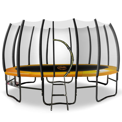 Kahuna Twister 14ft Springless Trampoline Outdoor Kids Safety Net Pad Mat with Basketball Set
