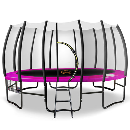 Kahuna Twister 14ft Springless Trampoline Outdoor Kids Safety Net Pad Mat with Basketball Set
