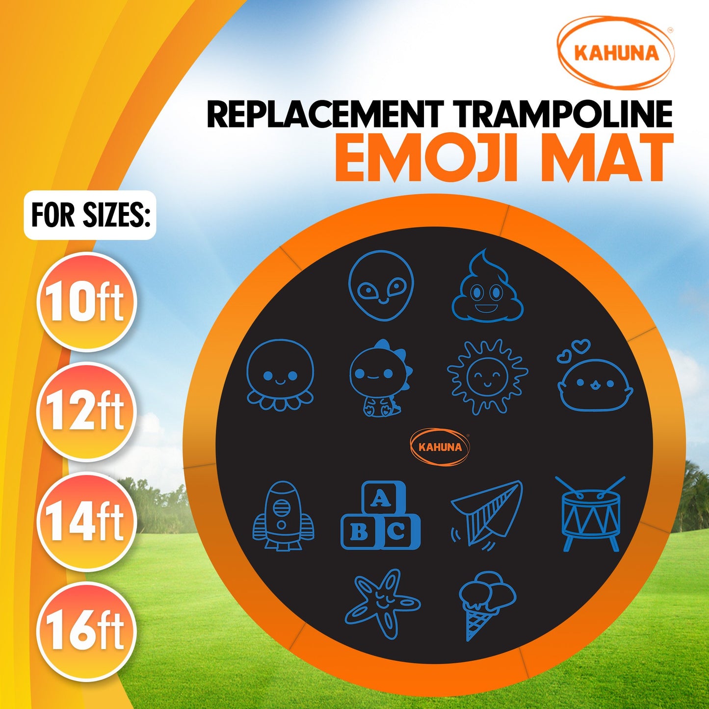 Kahuna 16ft Replacement Trampoline Jumping Mat - Emoji