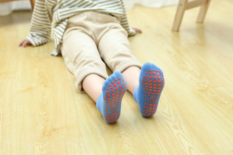 Coffee 6-Pairs Adult Non-Slip Trampoline Socks - Colorful Anti-Skid Floor Socks with PVC Grip Dots, 35-42EU