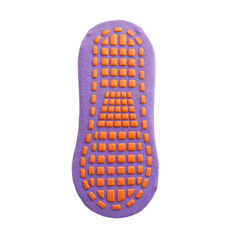 Ten Pairs Of Purple Kids Non-Slip Trampoline Socks  for Playground Early Education and Yoga Unisex Anti-Skid Floor Socks for 1-5 Years