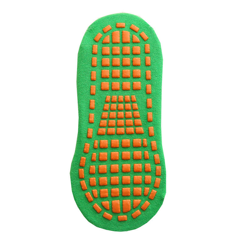 Ten Pairs Of Green Kids Non-Slip Trampoline Socks  for Playground Early Education and Yoga Unisex Anti-Skid Floor Socks for 1-5 Years