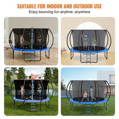 3.66m Trampoline, 181 kg Trampoline with Enclosure Net, Ladder, and Curved Pole, Heavy Duty Trampoline with Jumping Mat and Spring Cover Padding, Outdoor Recreational Trampolines for Kids Adults